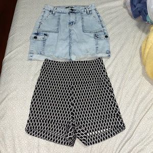 Skirt and mini shorts